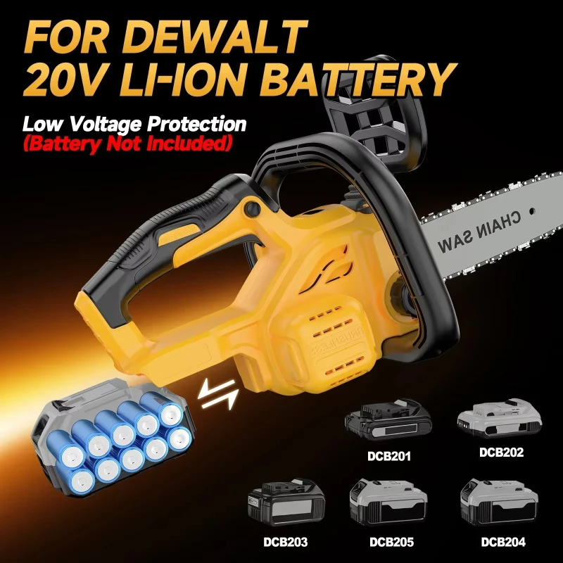 1pcs Lithium Battery Chainsaw Brushless Portable Mini Home Wood Cutting Saw One-Hand Outdoor Garden Pruning Rechargeable