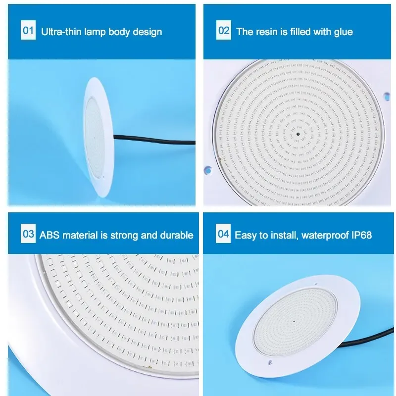 Ultra-Thin LED Underwater Pool Lights RGB DC12V/24V Phone Tuya WIFI Controller Music IP68 Pipe Piscina Lamp LED Waterproof Lamps