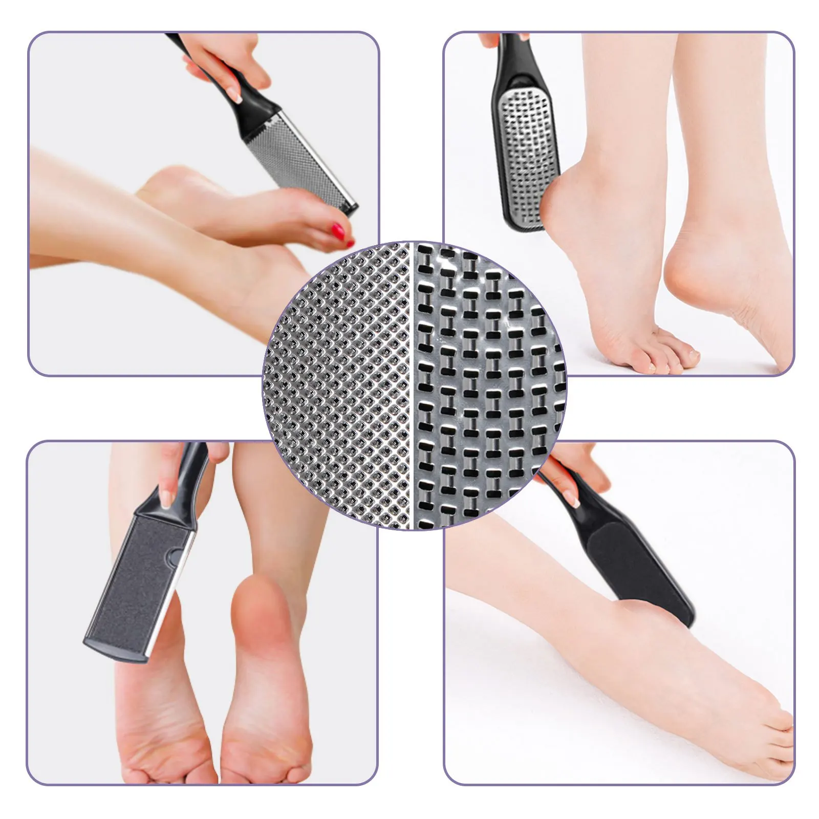 8/10 in 1 Pedicure Set Peeling and Exfoliating Calluses Foot Scrubbing Brush Stainless Steel Double-sided Foot Care Pedal Stone