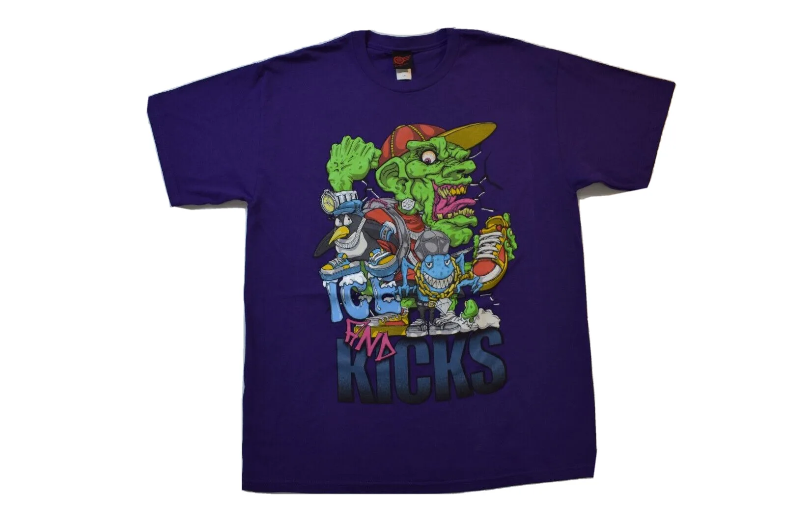 Mad Engine Mens Ice And Kicks Funny Purple T Shirt New L