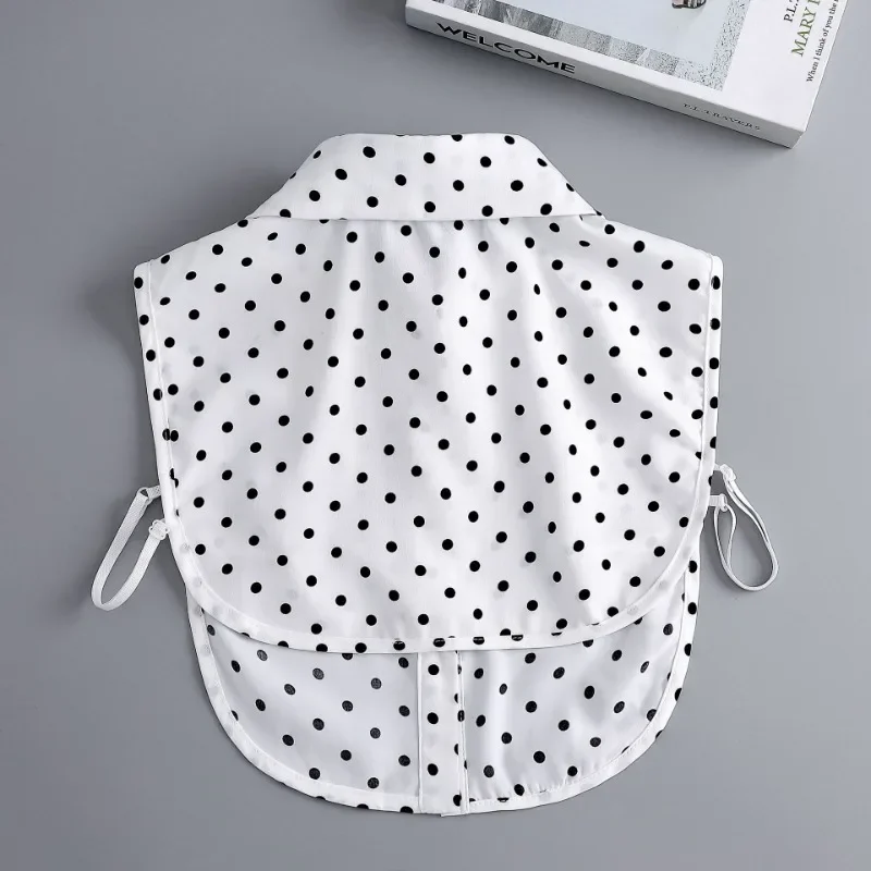 여성용 스타일리시 가짜 칼라 탈부착 가능한 반셔츠 블라우스 가짜 칼라 물방울무늬 셔츠 여성 소녀용 가짜 칼라