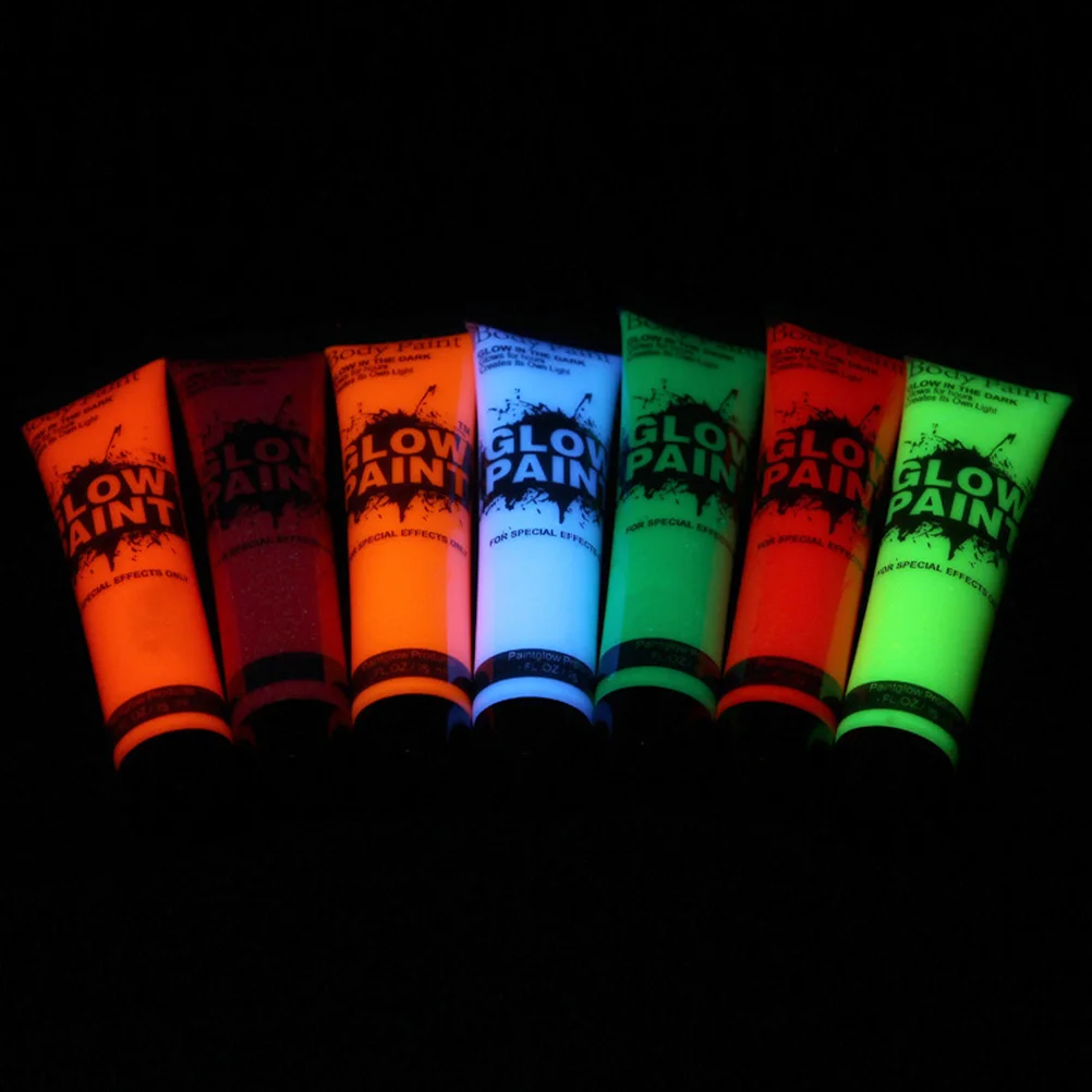 8Pcs Glowing Face Paint Fluorescent Body Makeup Neon Glow in The Dark Party Paint for Adult Women Men Festival Performance