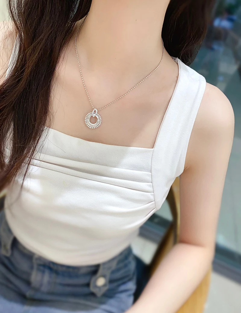 KUGG 100% colgante de oro blanco de 18 quilates diseño de lujo 1,0 quilates collar de diamante Natural Real colgante para mujer joyería de fiesta alta