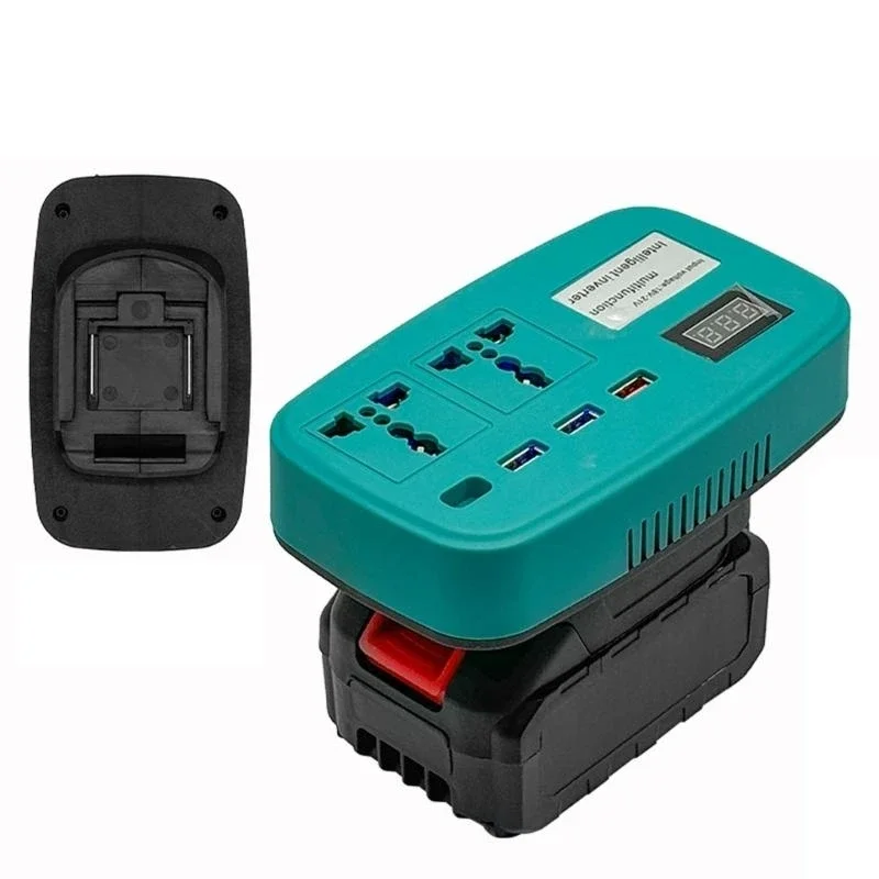 Inverter batteria da 100 W USB e Type C Convertitore potenza inverter intelligente 18V-21v 220 V con display voltmetro