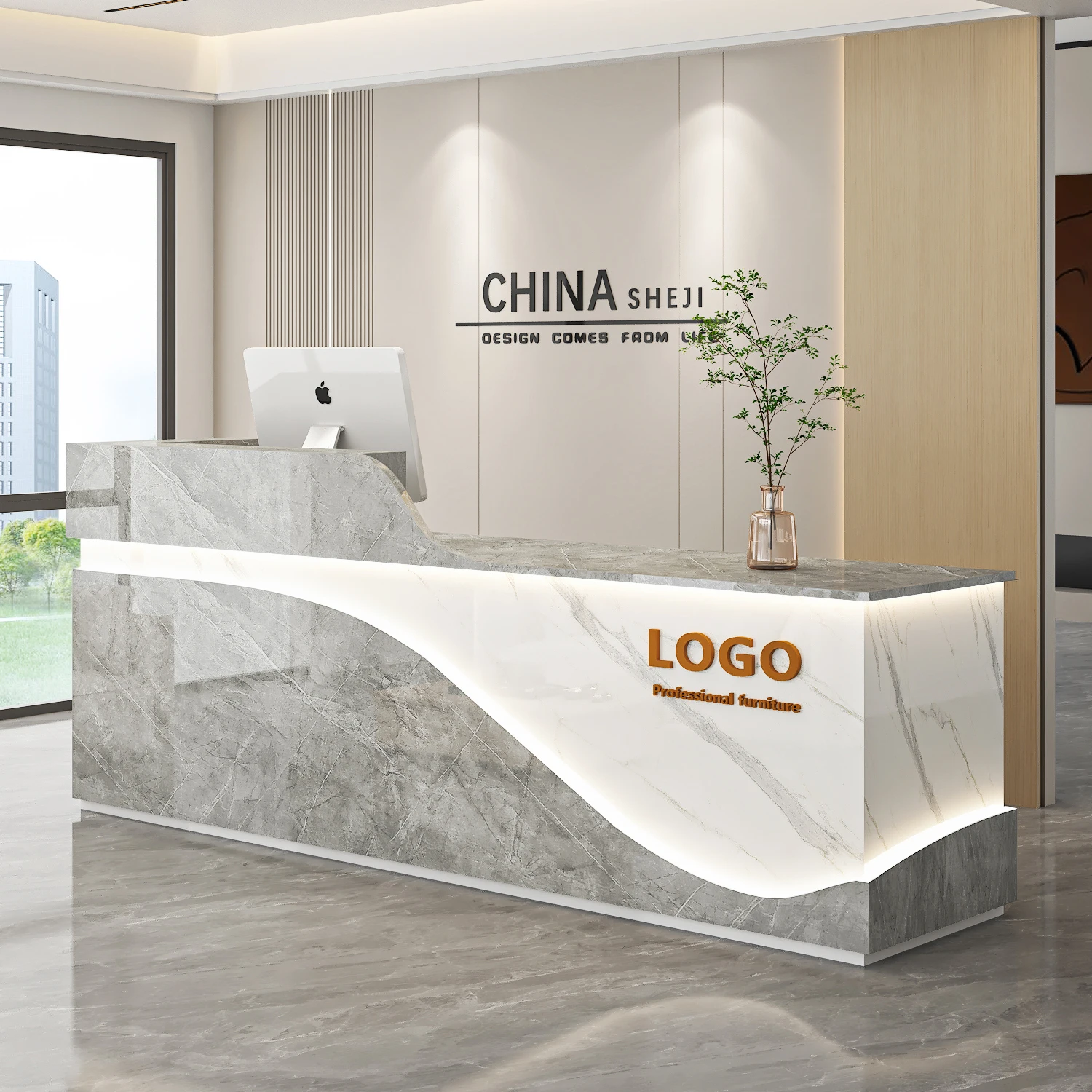 

Home Counter Reception Desk Business Hall Lecture Reception Desk Luxury Modern Business Empfangs Theke Commercial Furniture