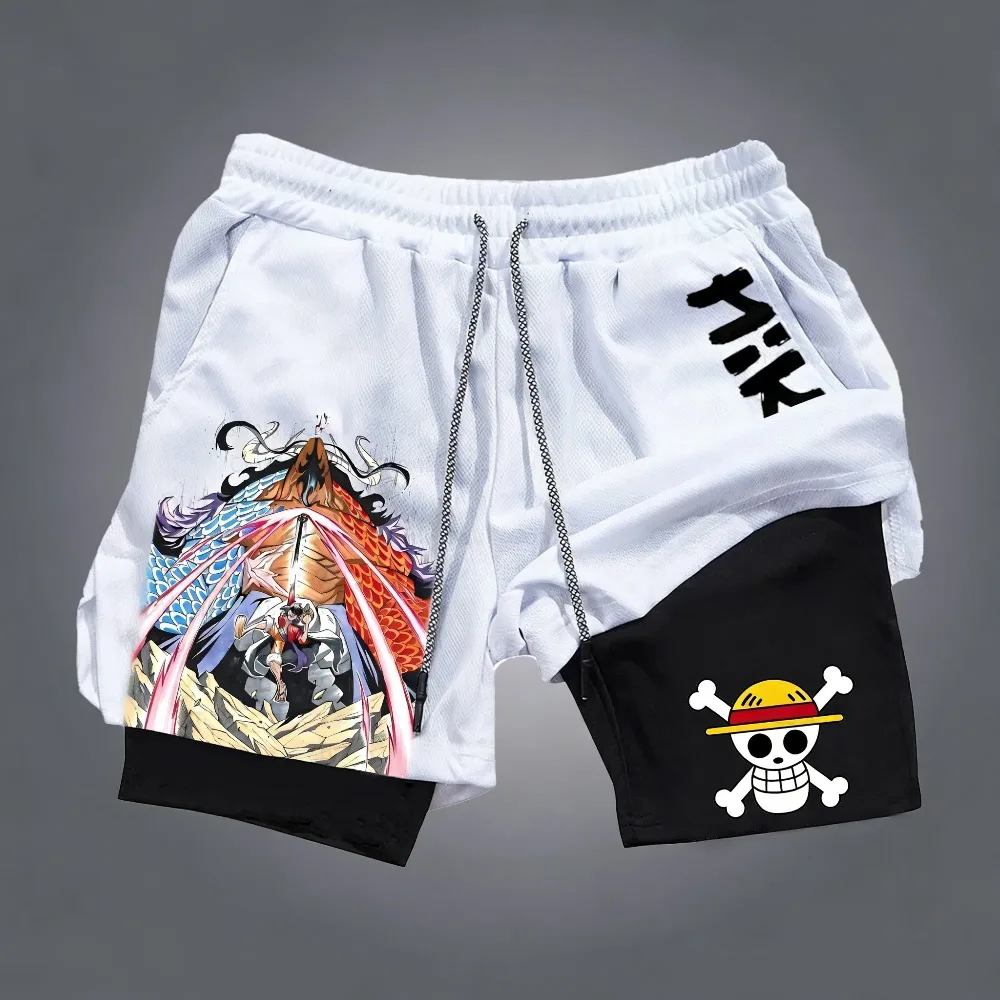 

Cosplay Costumes One Piece Monkey D. Luffy 2026 Summer Anime Print Y2K Hip Hop Sports Leisure Breathable Double Layer Shorts