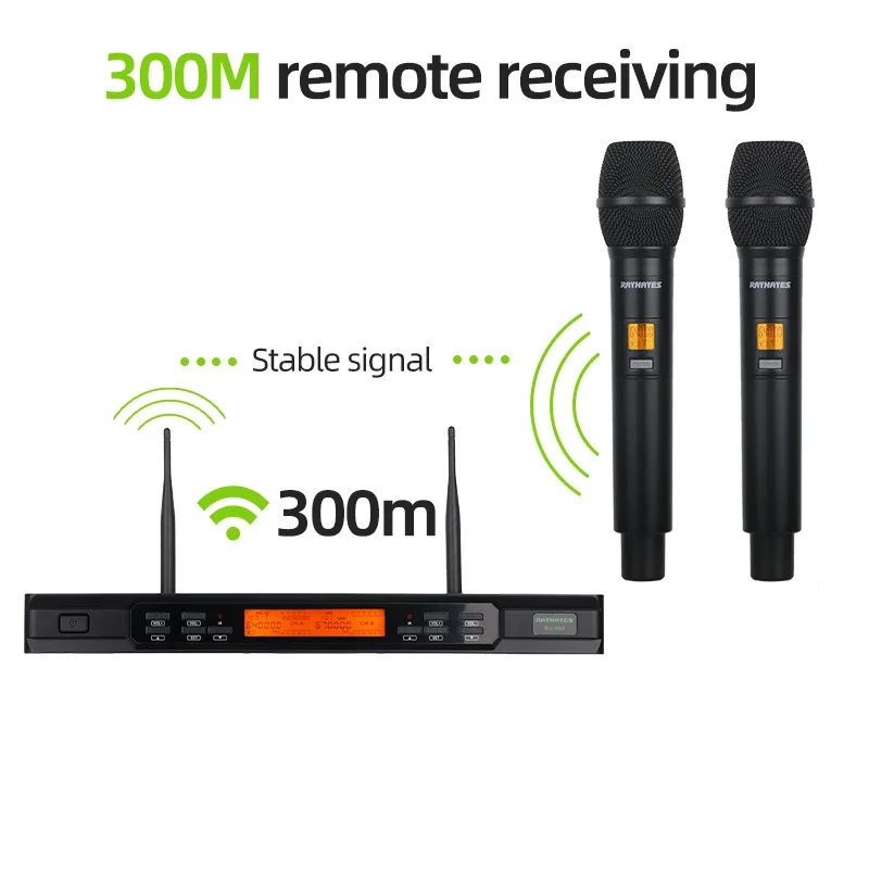 RAYHAYES RS-802 Professional Wireless Microphone Cardioid pickup pattern plug and play 300-meter signal reception distance
