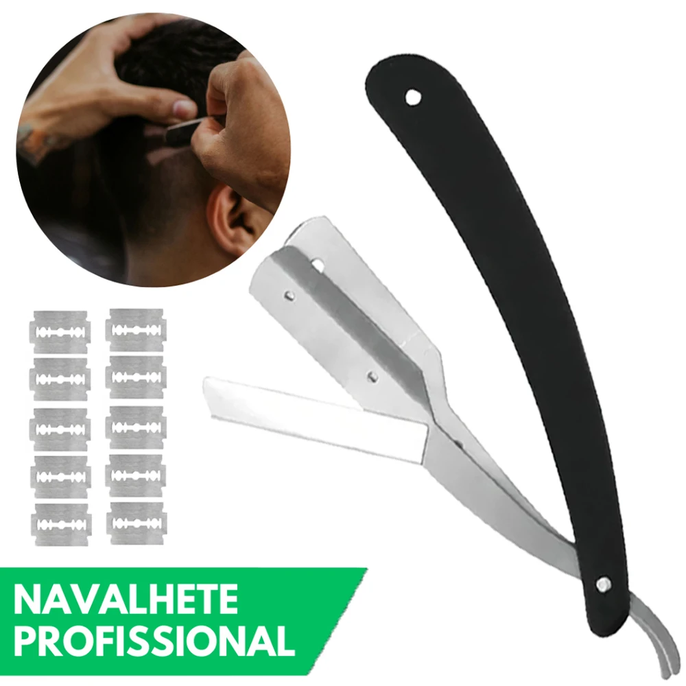 Lâmina Manual Multiuso para Barbearia com Navalha para Contorno Facial, Design Preciso para Acabamento Profissional