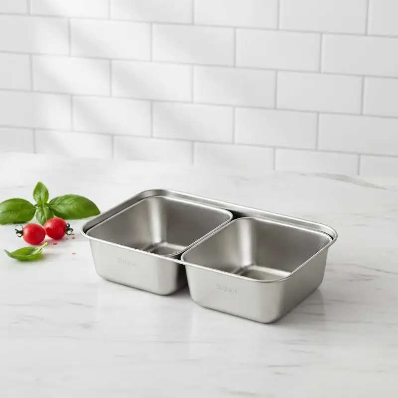 12/3 PCS 304 Stainless Steel Food Tray Food Safe Easy To Clean For School Office Picnic Meal Prep