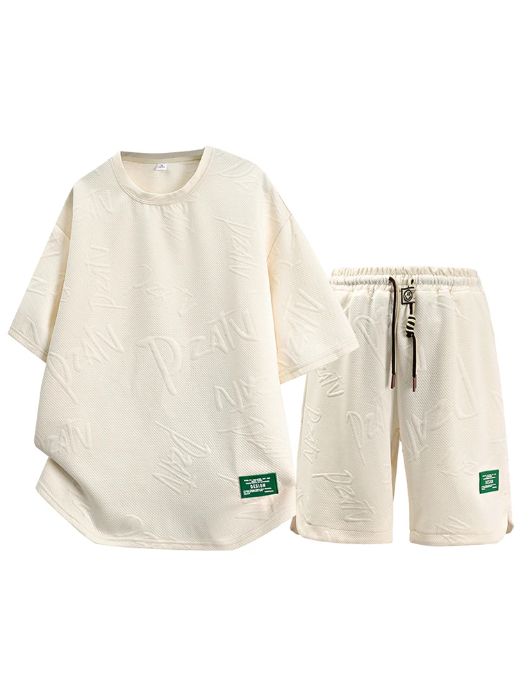 

Летний мужской комплект: свободная футболка и шорты в стиле Гонконг для подростков, модный повседневный спортивный костюм