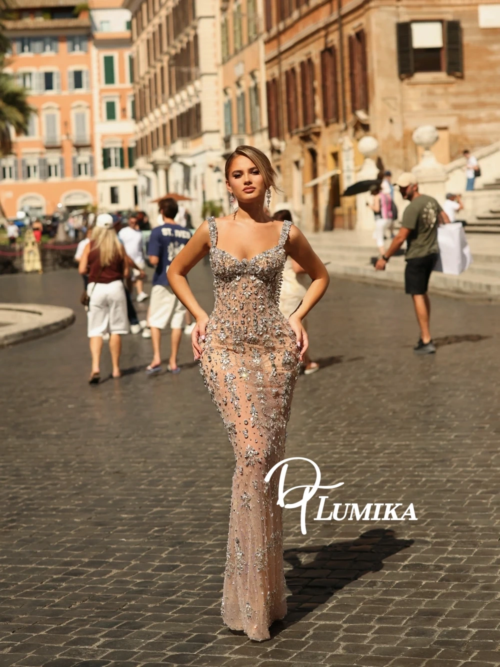 Opulent Rhinestones Embellished Evening Dress Sexy Open Back Bodycon Prom Gown Sparkling Delicate Customized Banquet Gala Wear