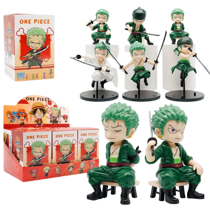 1-6pcs/set One Piece Blind Box Anime Roronoa Zoro Oni Giri Battle Mode Toy Action Figure Desktop Ornament Christmas Gifts