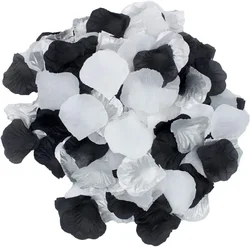 Artificial Silk Rose Petals Confetti, Aisle Runner, Wedding Party Events Decoration, White, Silver, Black, 900Pcs