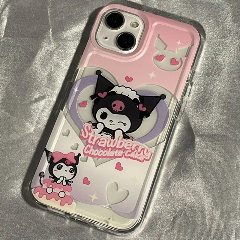 Sanrio Hello Kitty Kuromi เคสโทรศัพท์น่ารักใสน่ารักสำหรับ iPhone 14 15 PRO MAX 11 12 13เคสซิลิโคน TPU แบบนิ่ม