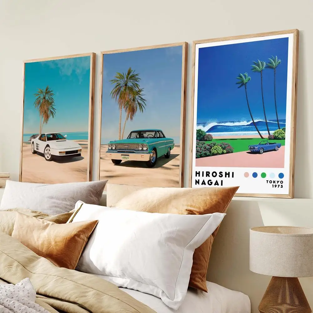 Tropical Lifestyle Miami Vice Style Poster Minimalist Art Print Waterproof Poster for Home Office Bedroom Decor Aesthetic Gift