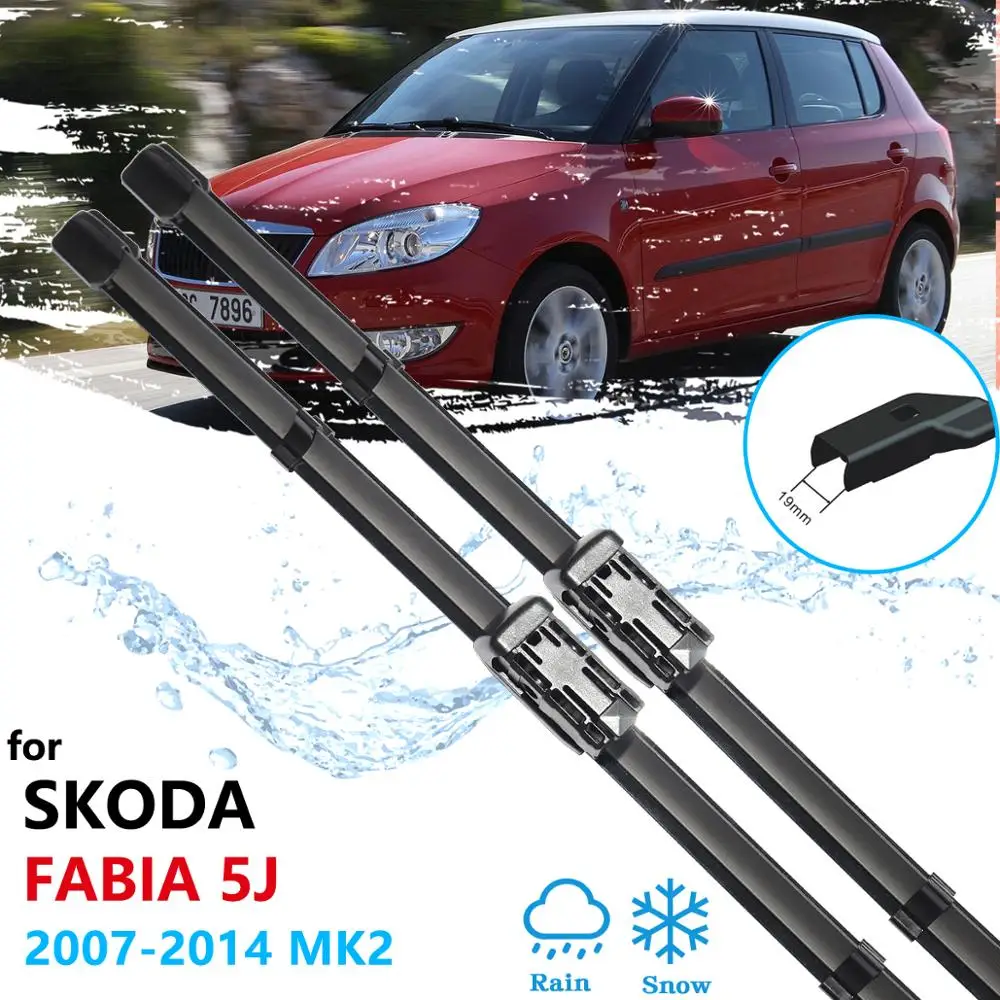 For Skoda Fabia 2 5j 2007~2014 Front Windscreen Wipers Car Accessories Stickers 2008 2009 2010 2011 2012 2013 Car Wiper Blades