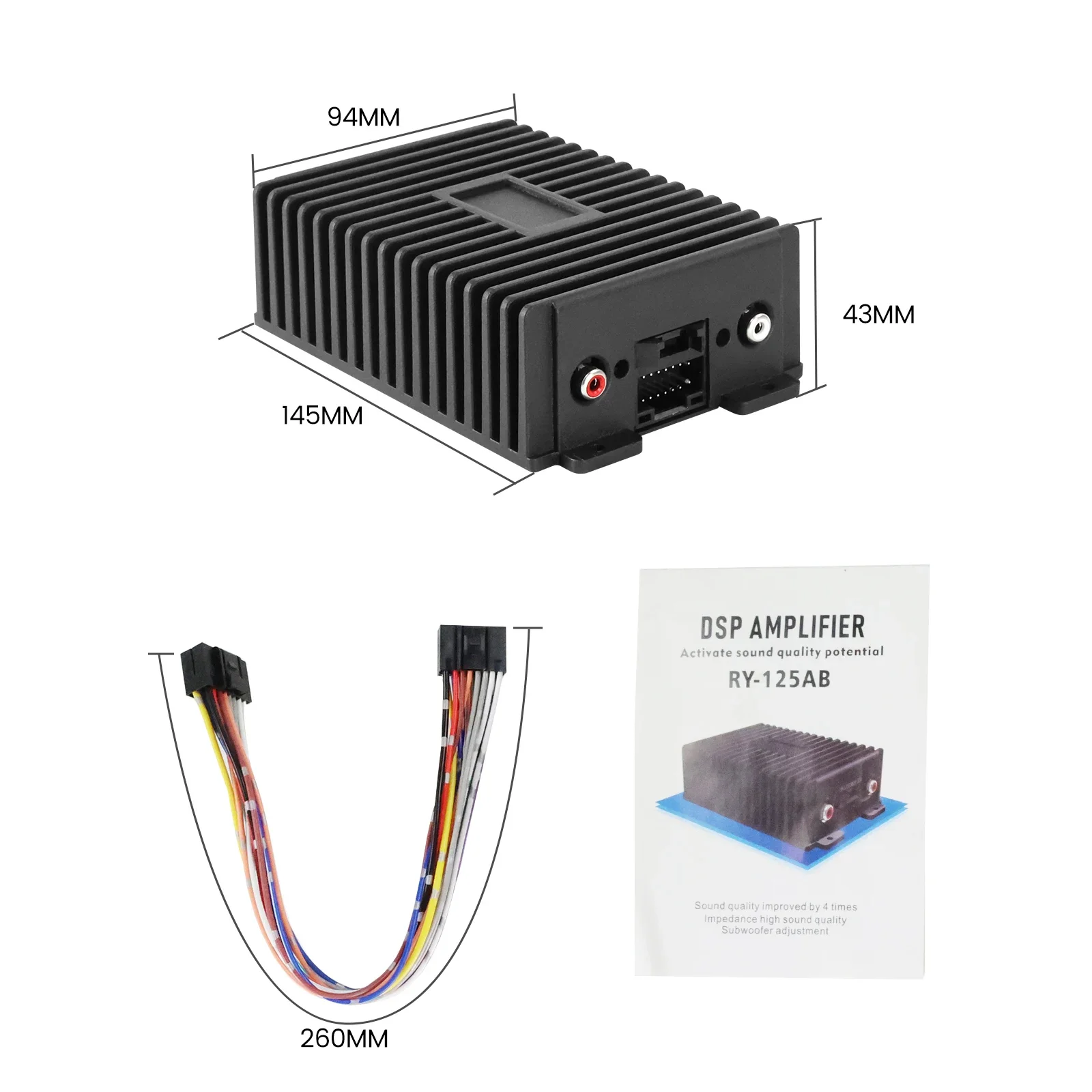 DSP Amplifier Box Car Radio Stereo 4x47W for Android Auto Audio High Power Improve Sound Upgrade Bass Subwoofer Adjustment Kit