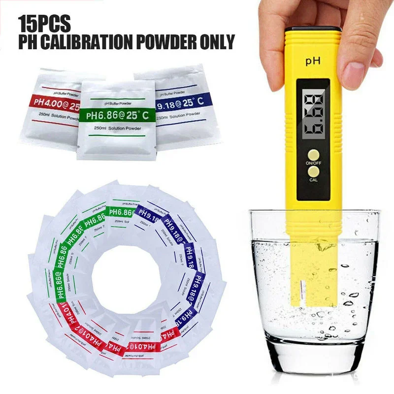 15/30PCS PH Meter Calibration Powder PH Buffer Powder Measurement Tester Calibration Solution 4.01 6.86 9.18