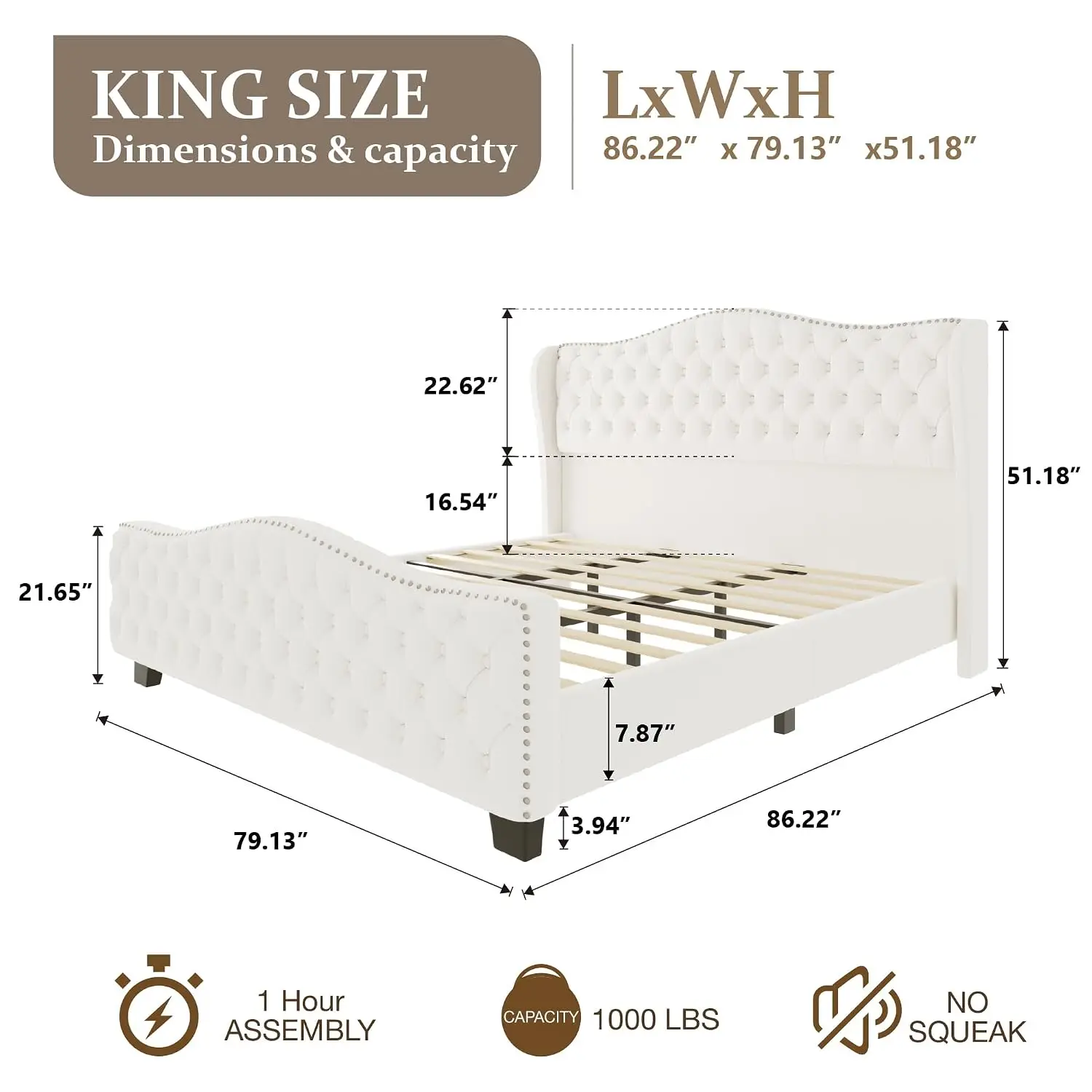 King Bed Frame 51.2