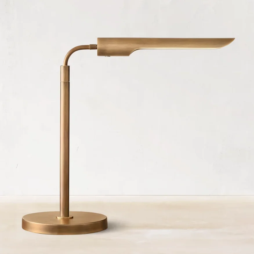 Indoor Living Room Bedroom Decorative Desk Light Copper Base Slub Shape Brass Classic Table Lamp
