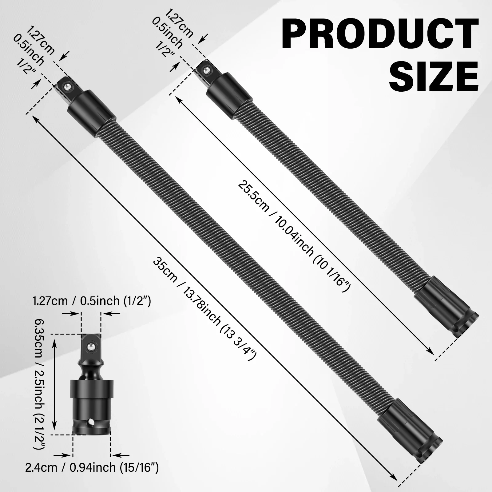 1/2 Flexible Socket Extension Ratchet Spring Bar 45 Degree Bend Heavy Duty CR-V Torque Extender Anti Slip Tool for Mechanic Repa view 6