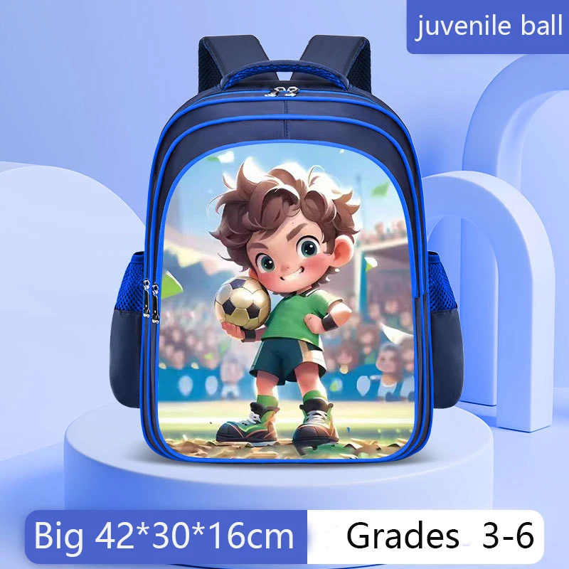 Boys Backpack Fashion Football Pattern Kids Bookbag Waterproof Primary Children School Bags Teen Girl Backpack (16 inch)
