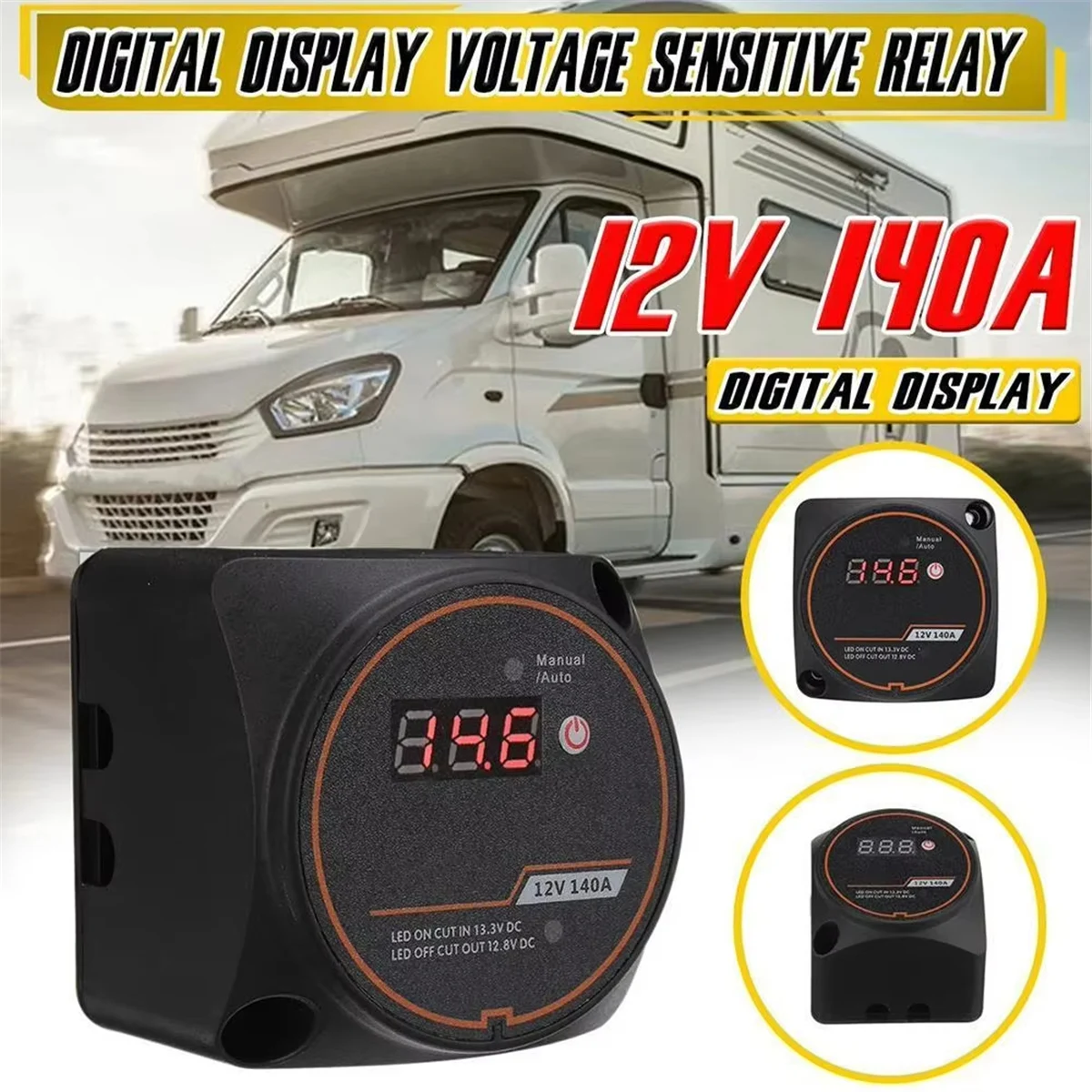

12V 140A Dual Battery Isolator VSR - Intelligent Voltage Sensitive Relay for Car RV Boat,Digital Display Split Charge System