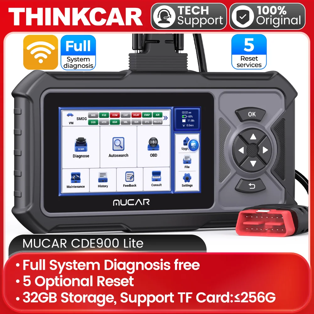 

MUCAR CDE900 Lite OBD2 Scanner Full System Diagnostic Tool Free for Life Oil/EPB/SAS/ETS 5 Selected Reset VS THINKSCAN Plus S7