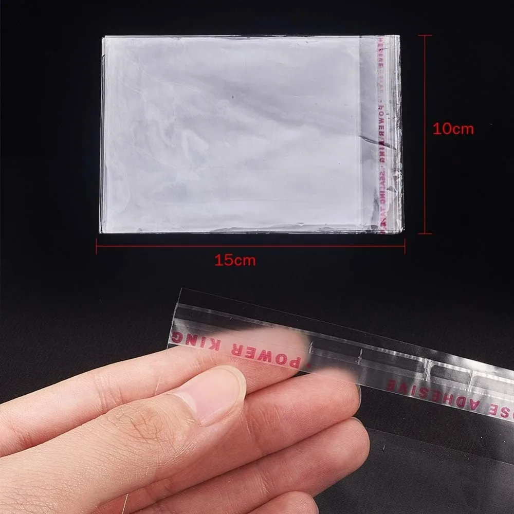 450 Pcs 5.9 Inches Long and 3.93 Inches Wide Clear Rectangle Cellophane Bags Small Resealable Adhesive OPP Cello Bags for Bakery