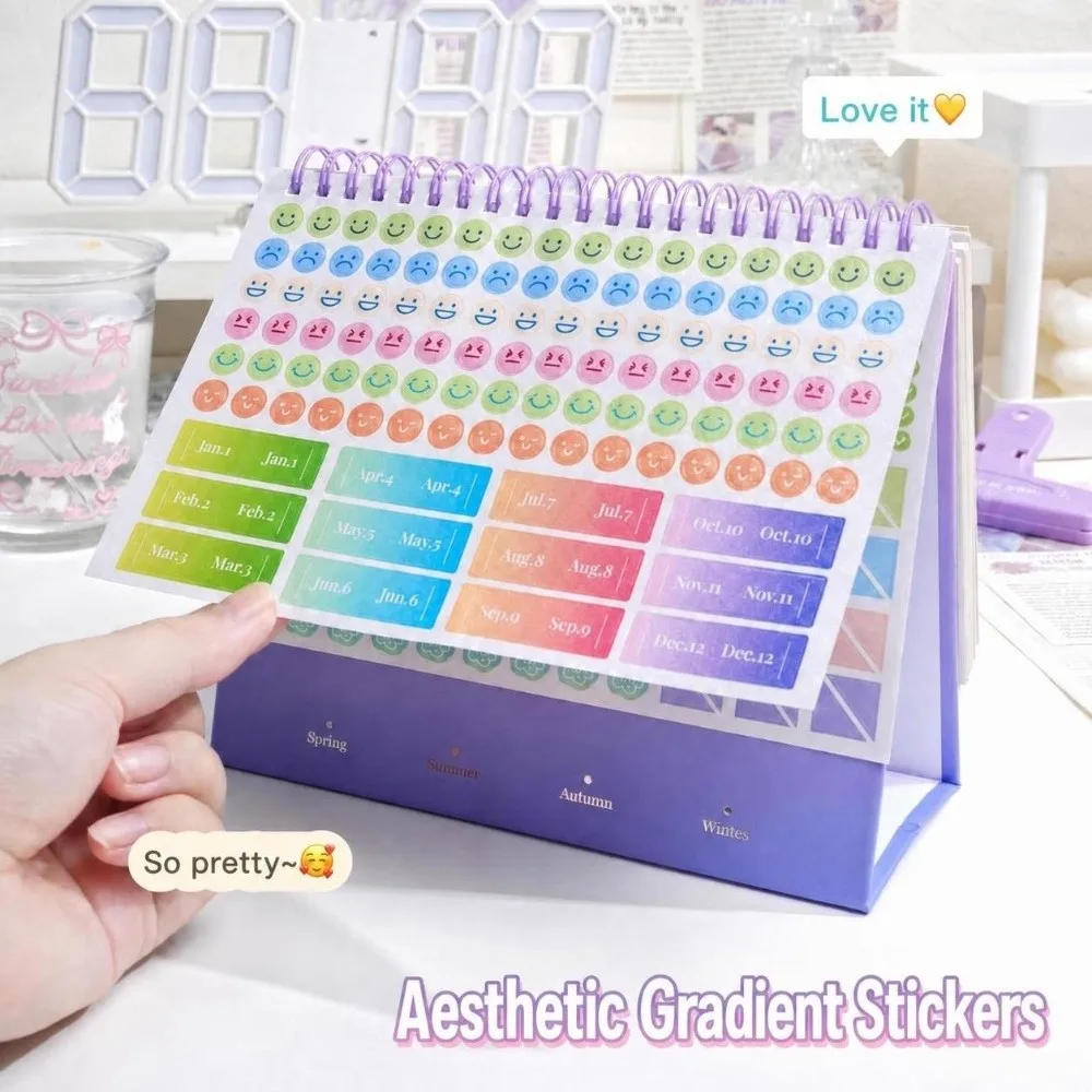1Pc Portable Gradient Color 2027 Desk Calendar Standing Flip Design Standing Desktop Calendar 2027 Desktop Calendar Student