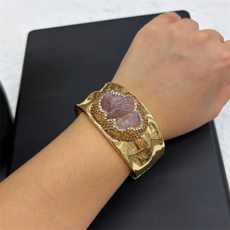 Colorful Stone Bracelet Elegant Luxurious Shimmering Hand Ring Statement Rhinestone Bangle Charm Fashion Jewelry Christmas Gifts