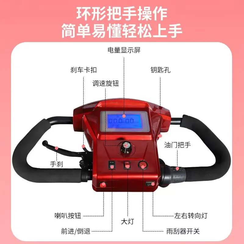 The elderly scooter electric four-wheel golf viewing sightseeing three double family battery car with shed
