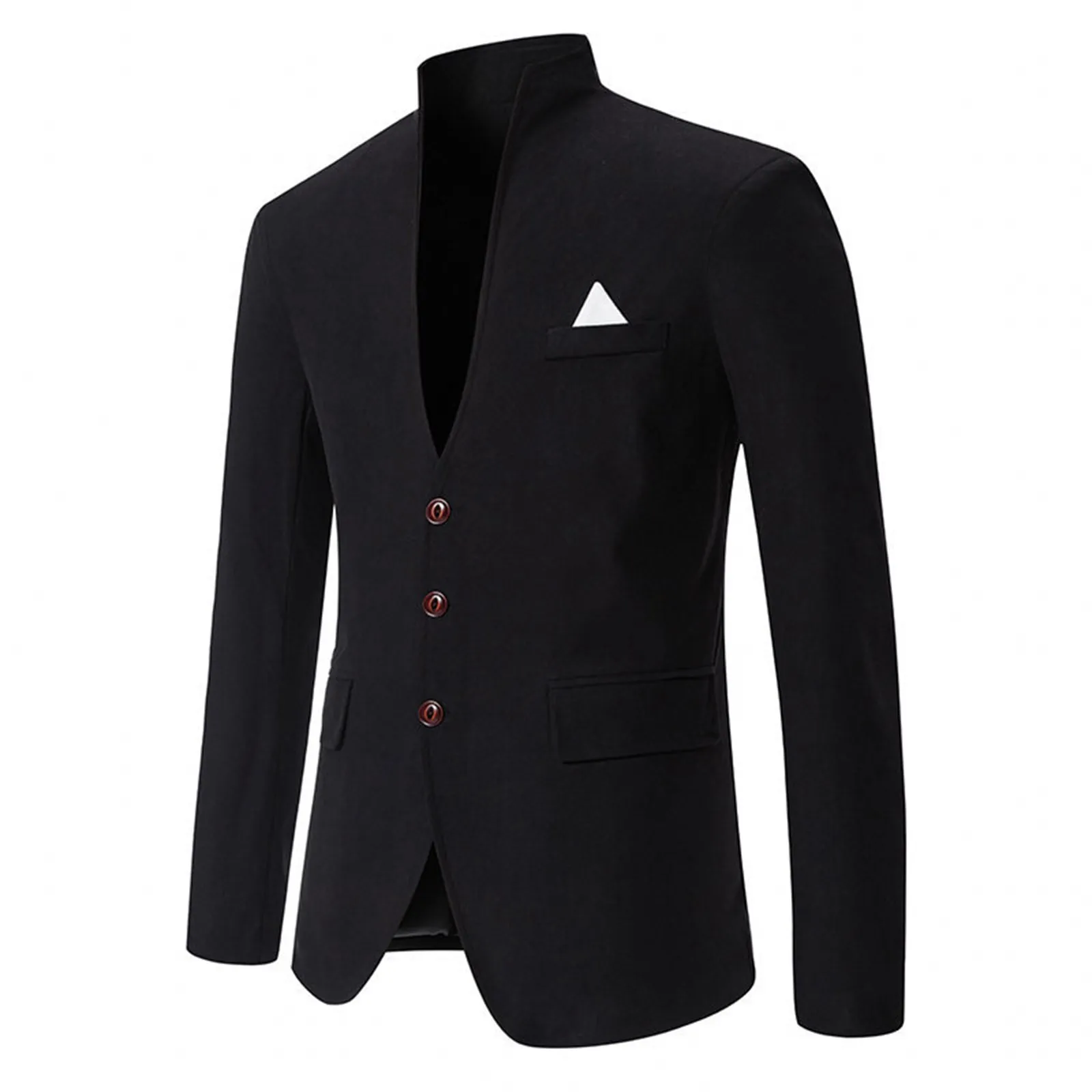 Vintage Style Men's Stand Collar Suit Jacket Plus Size Multifunctional Western-style Clothing For Wedding Groomsmen Youth