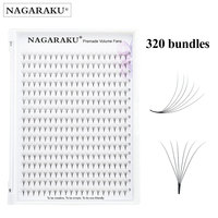 NAGARAKU Sharp Narrow Stem Premade Fans Eyelash Extension 5D 6D 10D Thin Pointy Base Russian Fans Ready Russian Volume