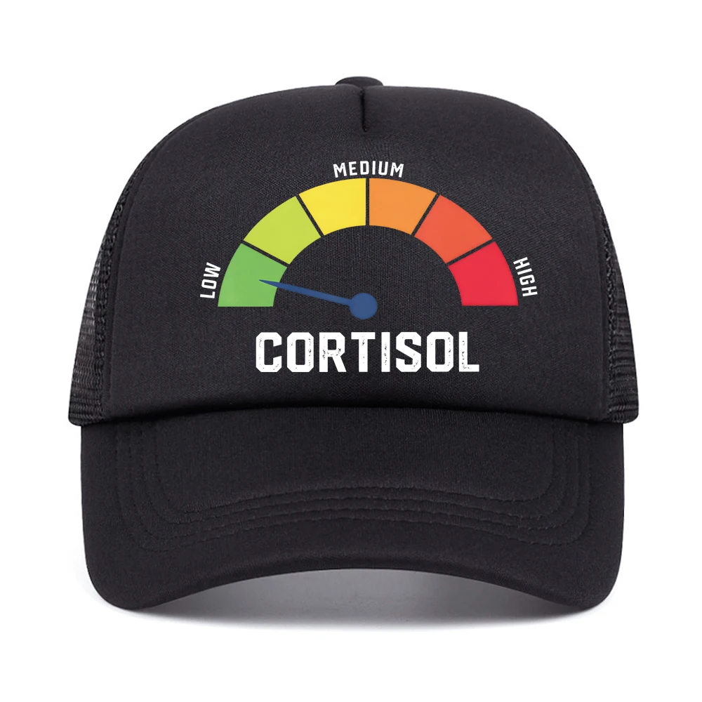 Fun Graphic Low Cortisol Levels Meme baseball cap fashion Vintage casual Sun Cap Unisex Style Outdoor Summer mesh Hats