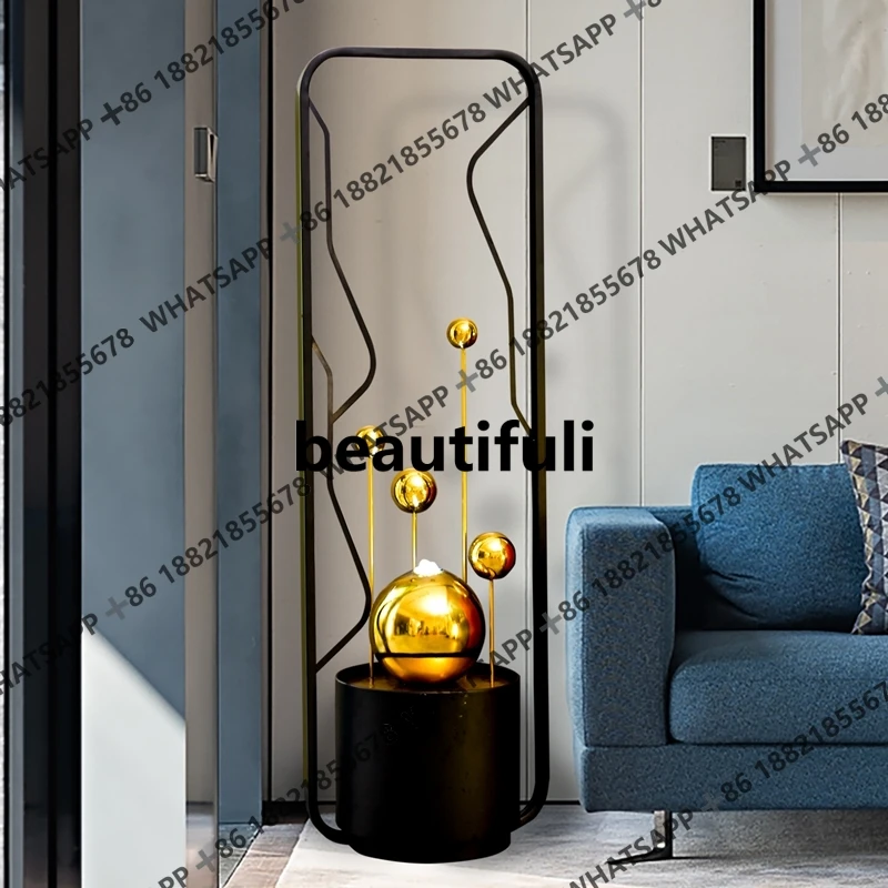 Floor-to-ceiling modern light luxury living room flowing water circulation fountain office water feature decoration