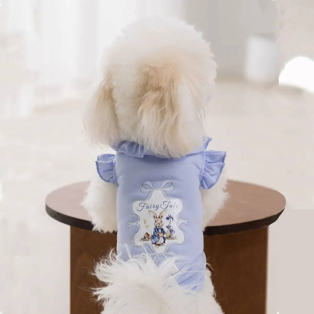 

Дышащий жилет для собак чихуахуа, весна-лето, милый мягкий топ с оборками для кошек и собак, одежда для домашних животных с кроликом, летняя одежда