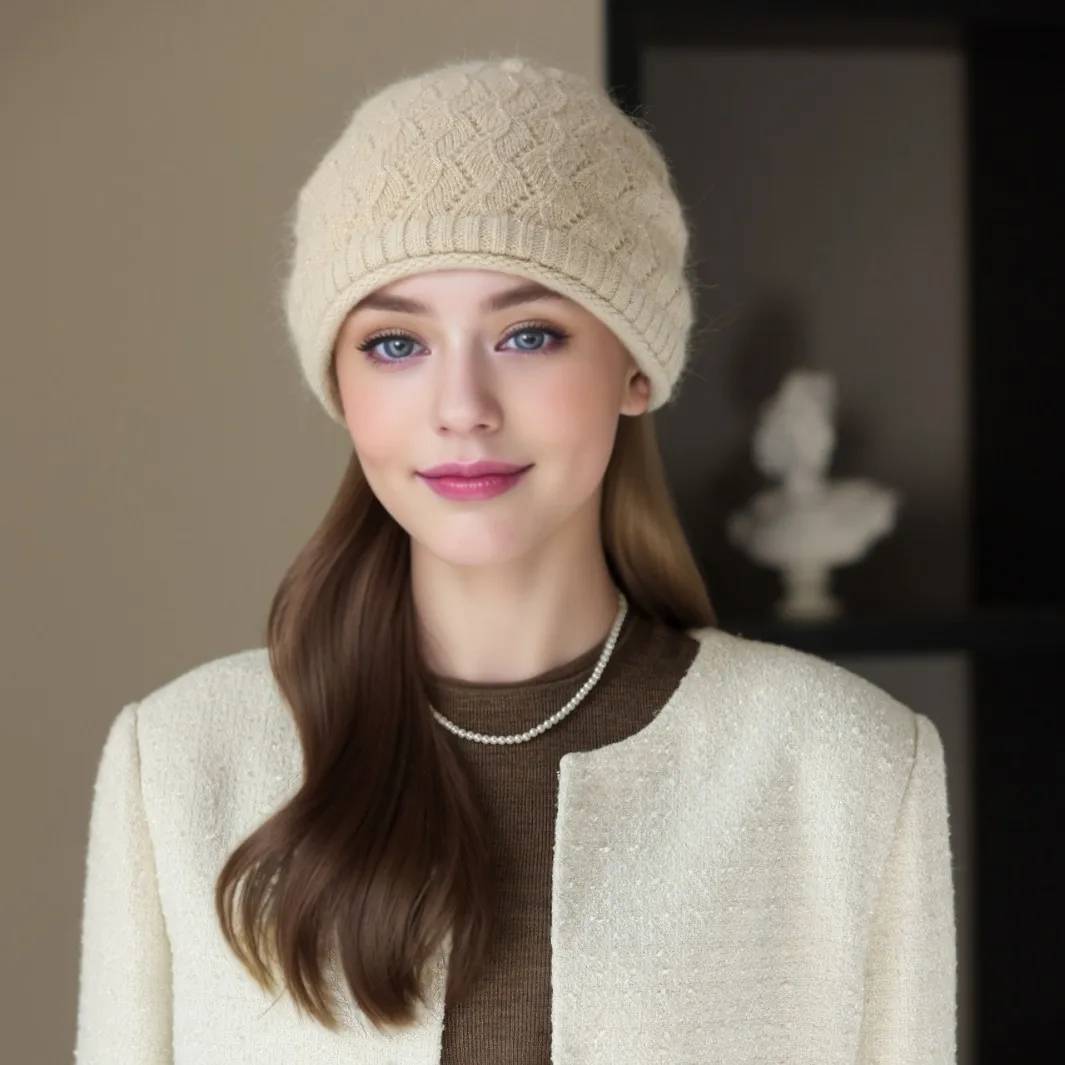 

Winter Hats For Women Beanie Hollow Knit Hat Keep Warm & Cold-proof Casual All-matching Headwrap Baggy Cap Female
