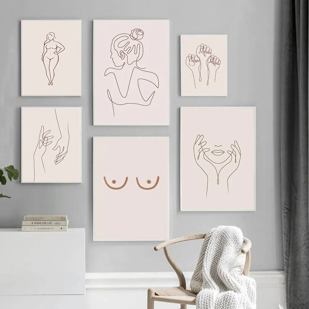 

Abstract Boobie Poster Female Figure Line Art Print Minimalist Nordic Canvas Painting Modern Wall Picture Living Room Home Decor