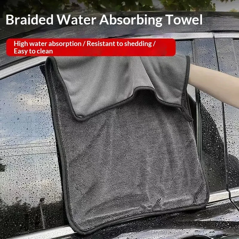 500GSM Dark Gray Car Microfiber Towel, Oversized Strong Absorbent Car Wash Cloth, High-efficiency Cleaning Wipe Cloth Car Towel