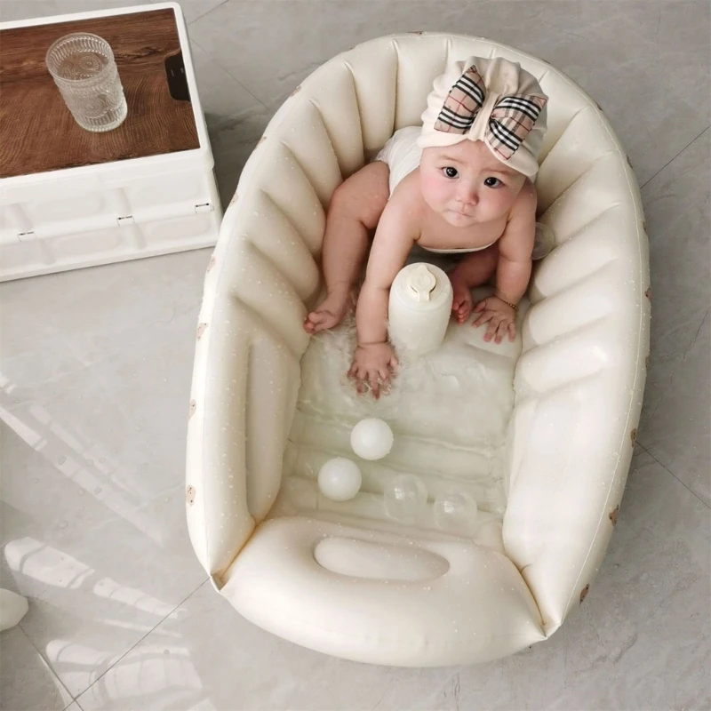 35’’ Baby Inflatable Bathtub for Infant Bath Ins-Print Paddling Pool Foldable PVC Inflate Indoor Swimming Pool for Baby