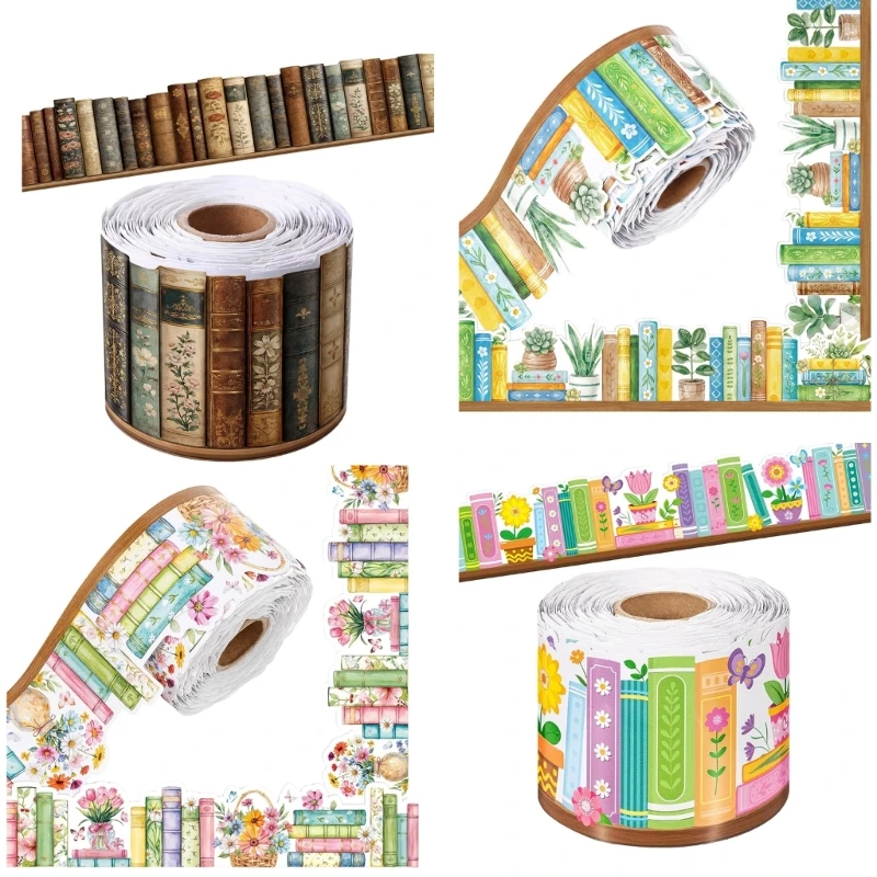  Decorative Book Flower Border Sticker for Classroom Chalkboard Whiteboard Wall Display Multipurpose Bulletin Board Border Trim