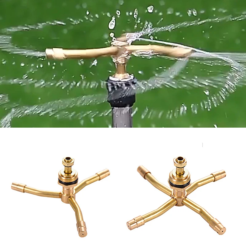 2 Arm Rotating Brass Nozzle Sprinkler High Efficiency Automatic Watering for Garden Backyard Agricultural Lawn Area