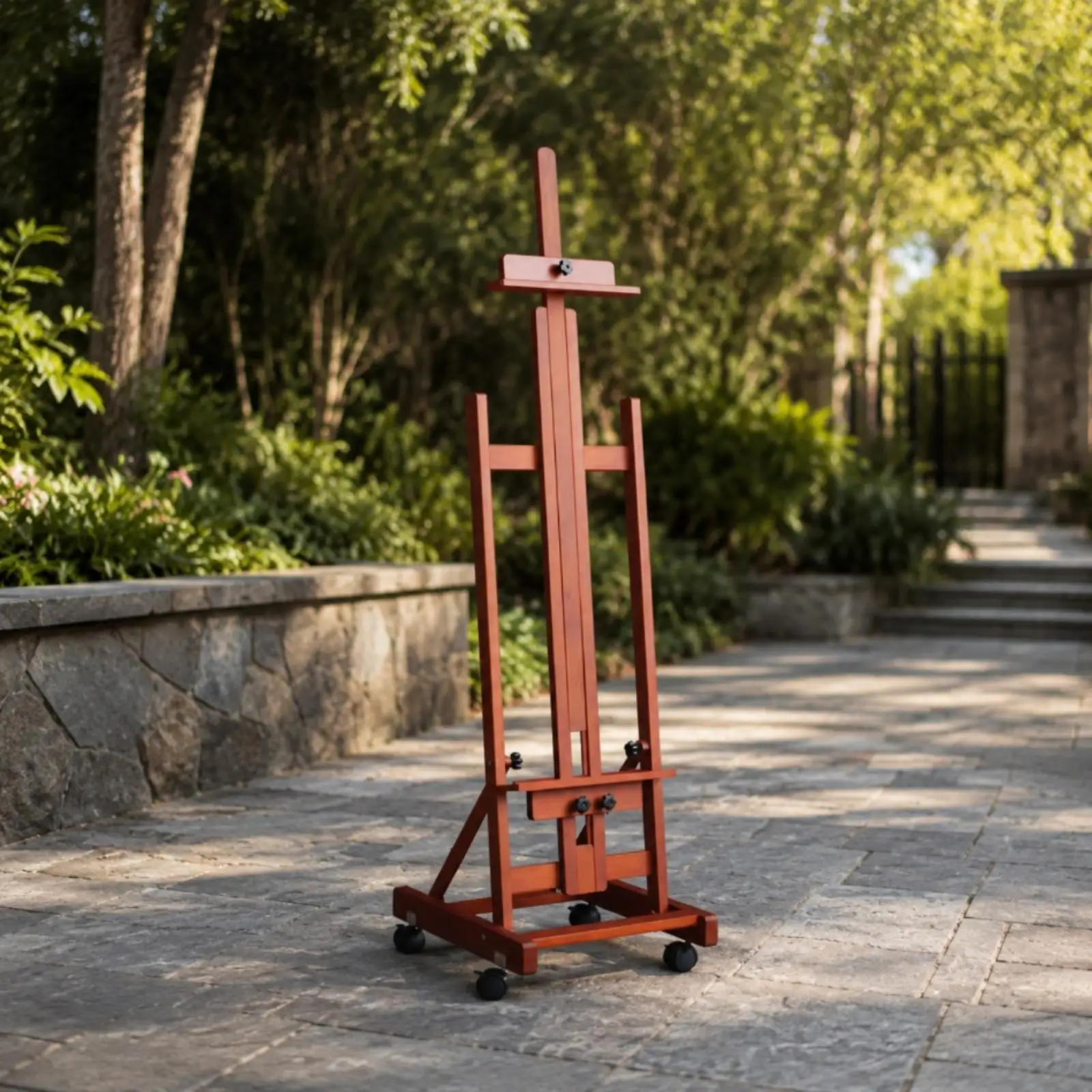 Wooden Rolling Easel Easel Foldable Rolling Easel Caster Wheels Art Supply for