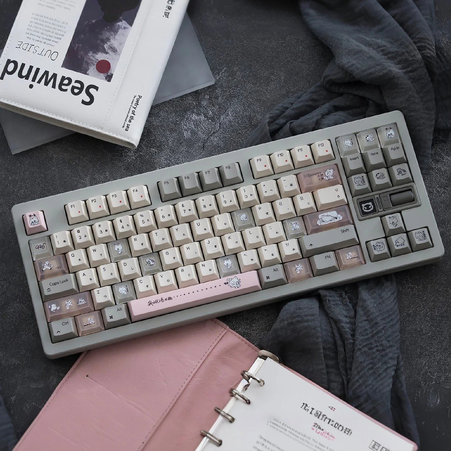 

Overtime Night Owl Theme Keycaps Set PBT+PC Cherry Profile Custom Original Handmade Keycaps for Mechanical Keyboard Accessories