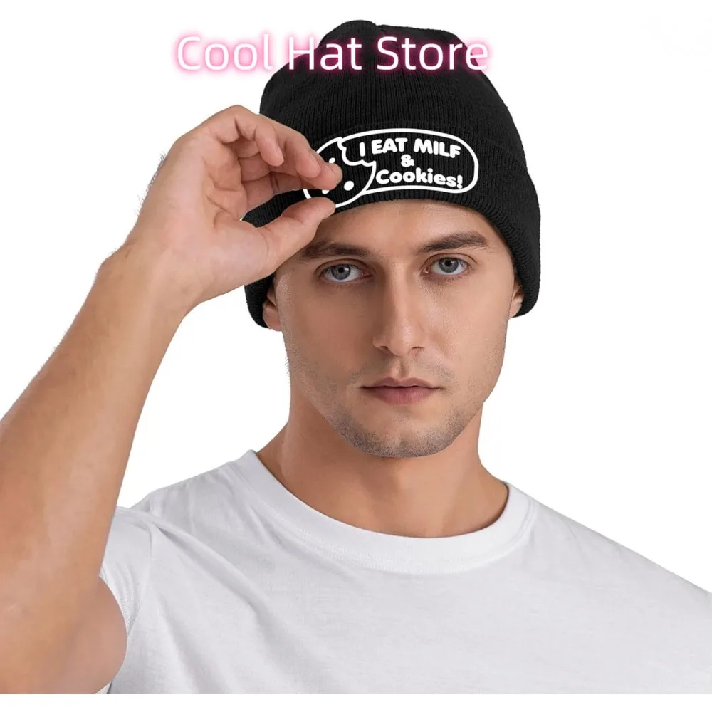 أنا أكل ميلف وملفات تعريف الارتباط مضحك قبعة صغيرة الشتاء لينة مترهل متماسكة قبعات الجمجمة هدية الرجال النساء #2
