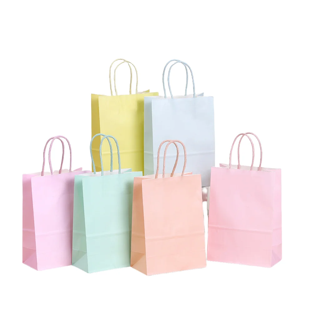

LPZHI, Macaron Pastel Paper Gift Bags with Handles, customized, for birthday, wedding, children's day, packing, 10/24pcs