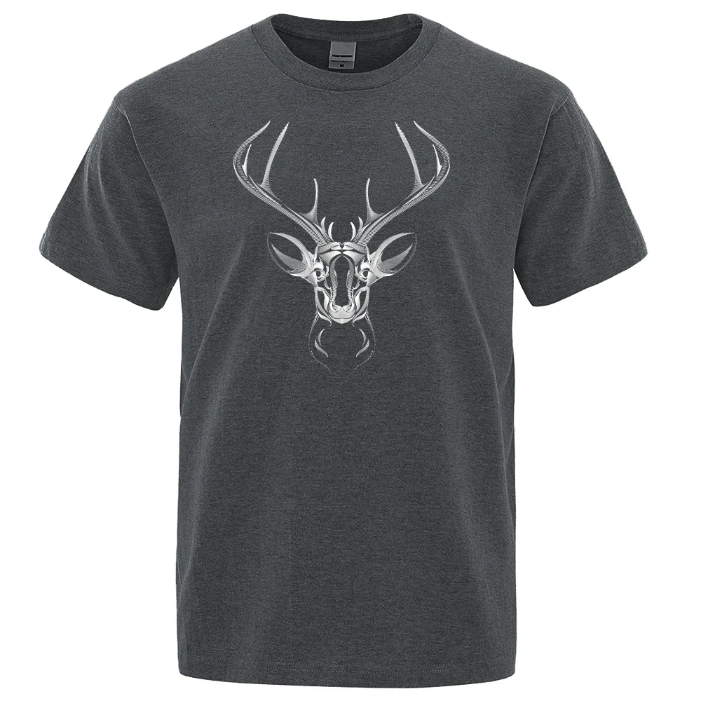 Autumn Harajuku Cotton Men T-shirts Reindeer Dot Shaped Graphic Top Daily Sportswear Oversized O Neck Tees Men Clothing New 2024