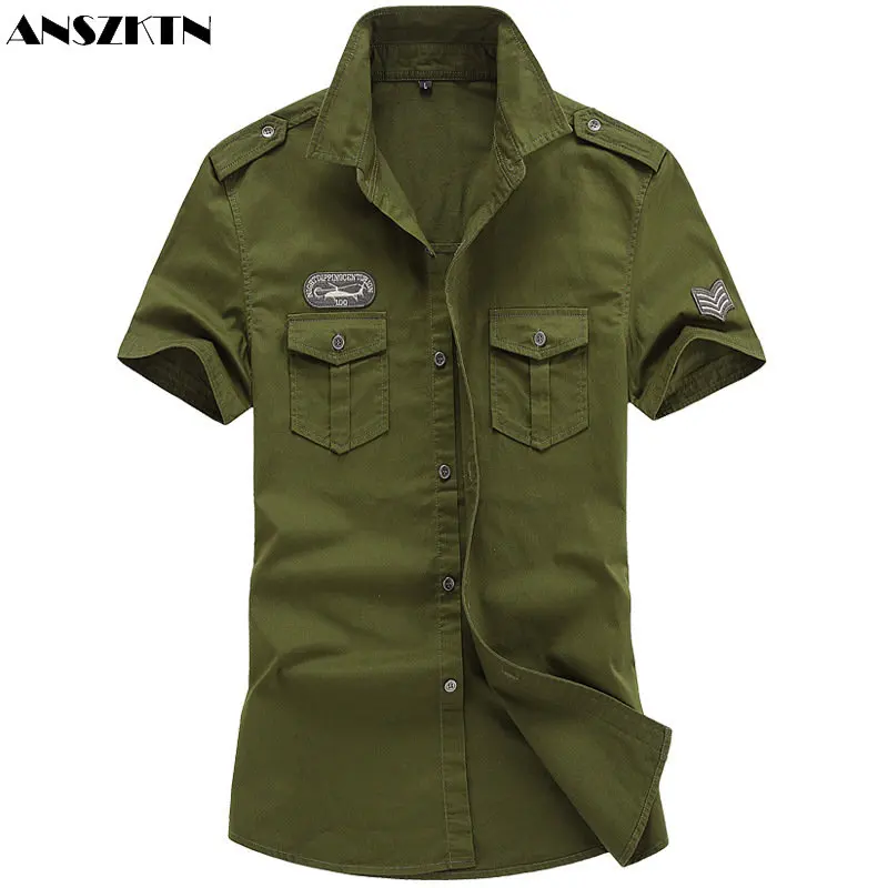 ANSZKTN High quality tooling cargo shirt short sleeved outdoor tactical shirts for men