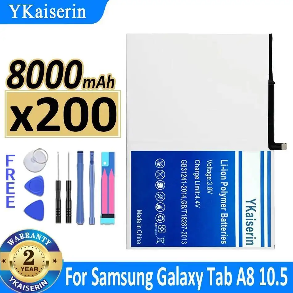 

X200 HQ-6300NA For Samsung Galaxy Tab A8 10.5 SM-X200 SM-X205 HQ-6300SD Fast Charging 8000Mah Tablet Battery